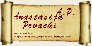 Anastasija Prvački vizit kartica